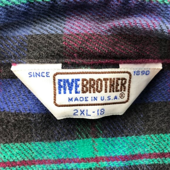 Vintage Five Brother Mens Shirt Size 2XL Long Sleeve Plaid Flannel Button Up Y2K - Picture 3 of 13